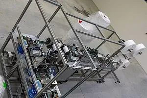 Assembly machine for face masks ready for production test