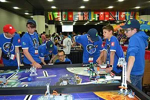 The robots from the Smilebots team in action at the World Championships in Detroit (USA)